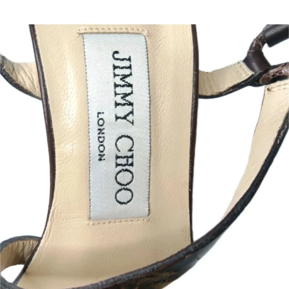 Vintage Jimmy Choo Heeled Sandals Women's Size 36.5 Shoes Brown